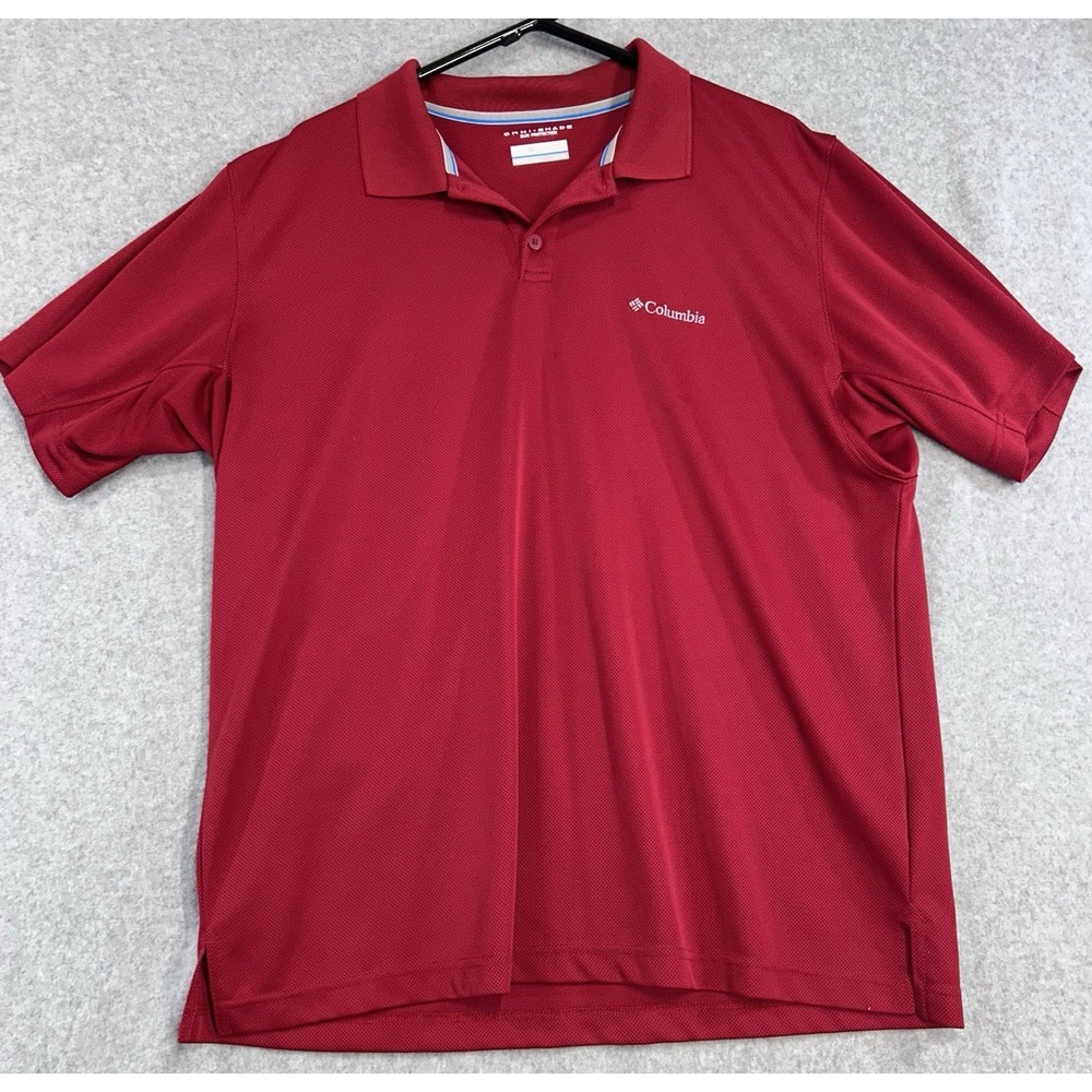 Columbia Omni-Shade sun protection men's polo shirt red short sleeve size XL